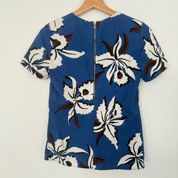Marni Blue Floral Short Sleeve Top - Picture 7 of 9